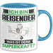 Reisender Tasse Geschenk für Reisender Geburtstag Lustiger Spruch Kaffee-Becher Was Ist Deine Superkraft Blau Trendation
