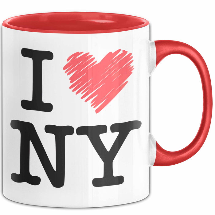 New York City USA Tasse Geschenk Lustige Geschenkidee Spruch Ich Liebe New York Rot Trendation