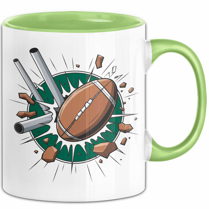 Rugby Fan Tasse Geschenkidee für Liebhaber harter Sportarten Grün Trendation