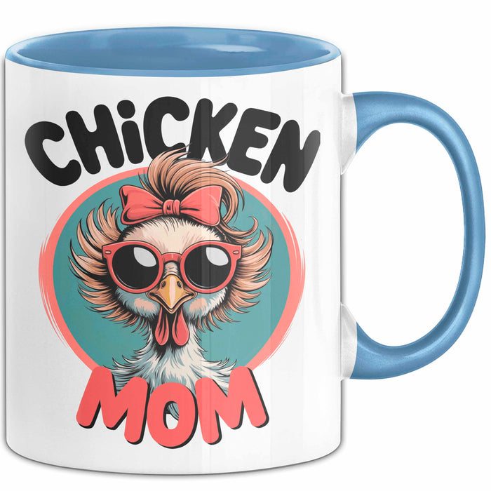 Huhn Tier Bauer Tasse Becher Geschenk Lustige Geschenkidee Spruch Hühnermama Blau Trendation