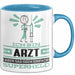 Arzt Geschenk Tasse Ich Bin Arzt Aber Sag Doch Einfach Superheld Lustige Geschenkdiee für Arzt Kaffee-Becher Blau Trendation