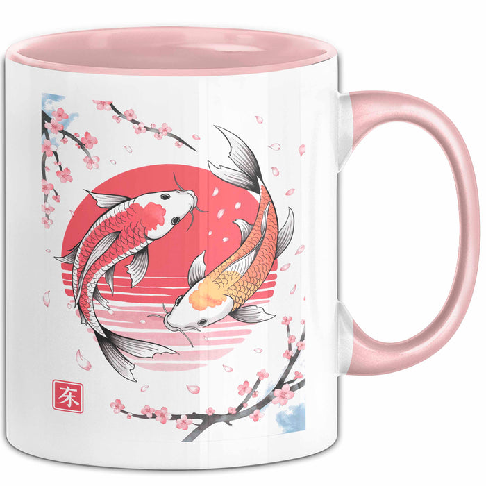 Kirschblüte Koi Karpfen Japanische Tasse Becher Geschenk Lustige Geschenkidee Spruch Rosa Trendation