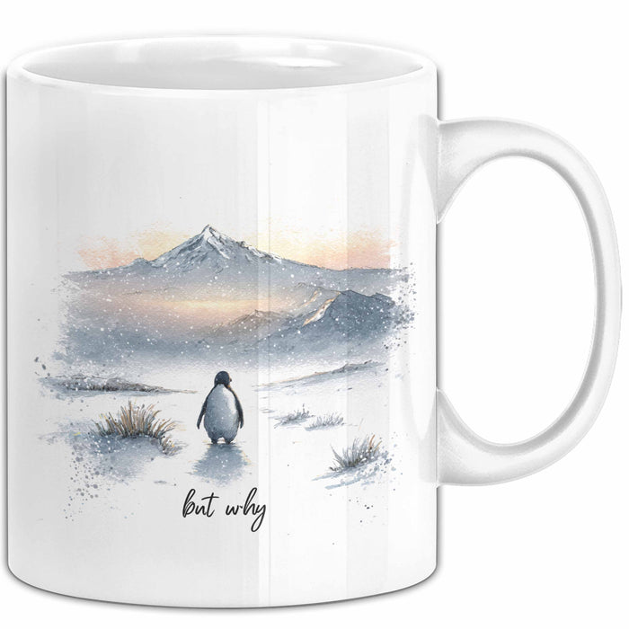 But Why Pinguin Tasse Meme Geschenk Penguin Viral Geschenkdiee Pinguin-Liebhaber Weiß Trendation