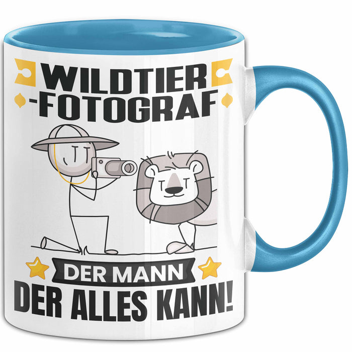 Wildtierfotograf Tasse Geschenk für Wildtierfotograf Der Mann Der Alles Kann Geschenkidee zum Geburtstag Blau Trendation