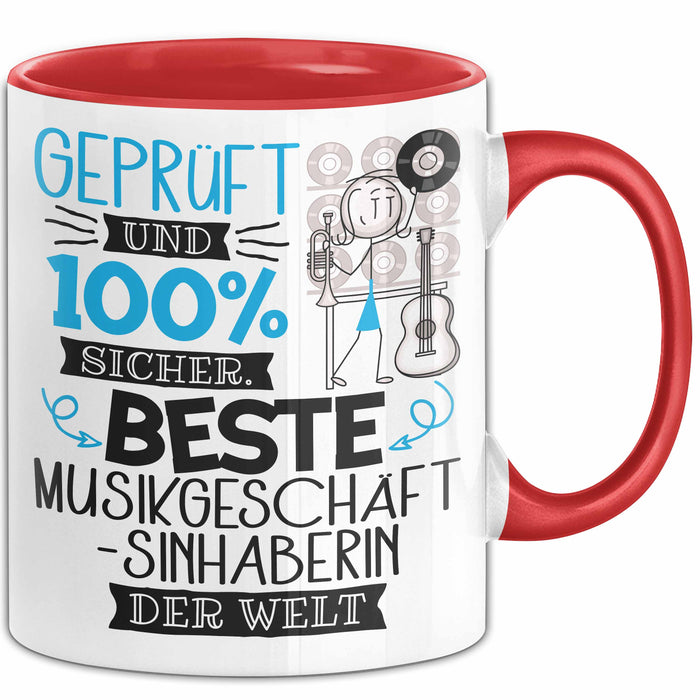Beste Musikgeschäftsinhaberin Der Welt Tasse Geschenk für Eine Musikgeschäftsinhaberin Geprüft Und Sicher Geschenkidee Geburtstag Weihnachten Rot Trendation