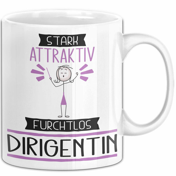 Dirigentin Tasse Geschenk Becher Stark Attraktiv Furchtlos Dirigentin Lustige Geschenkidee Weiß Trendation