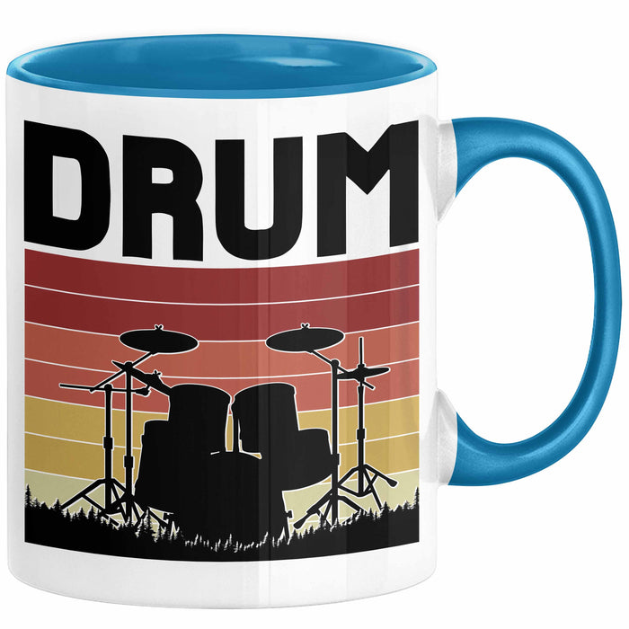 Drummer Schlagzeug-Spieler Geschenk Tasse Geschenkidee Kaffee-Becher Schlagzeuger Drum Blau Trendation