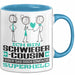 Schwiegercousin Geschenk Tasse Ich Bin Schwiegercousin Aber Sag Doch Einfach Superheld Lustige Geschenkdiee für Schwiegercousin Kaffee-Becher Blau Trendation