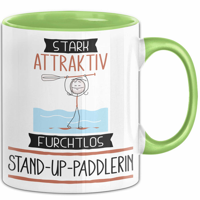 Stand-Up-Paddlerin Tasse Geschenk Becher Stark Attraktiv Furchtlos Stand-Up-Paddlerin Lustige Geschenkidee Grün Trendation