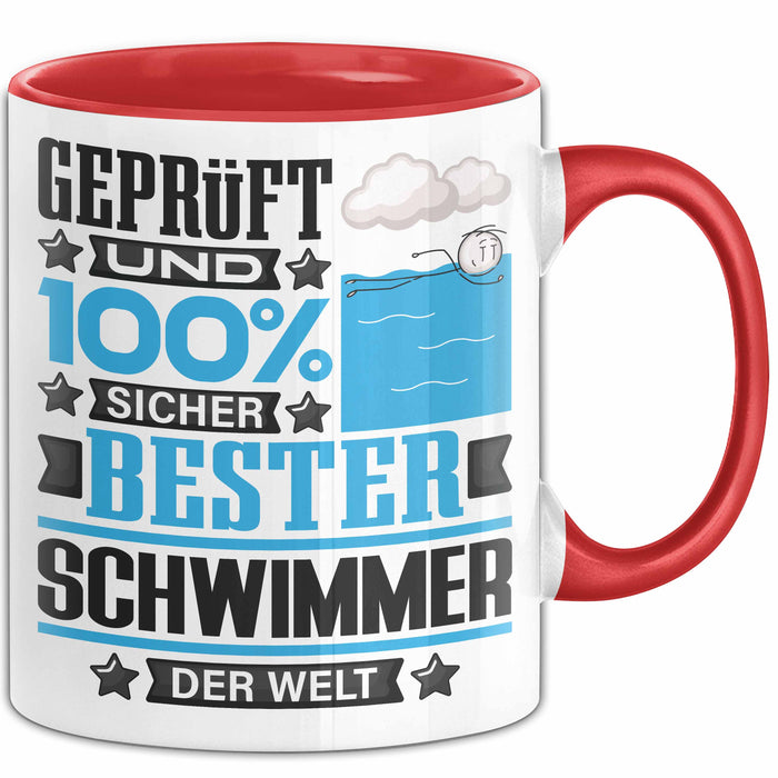 Schwimmer Geschenk Lustiger Spruch für Schwimmer Geschenkidee Bester Schwimmer Der Welt Rot Trendation