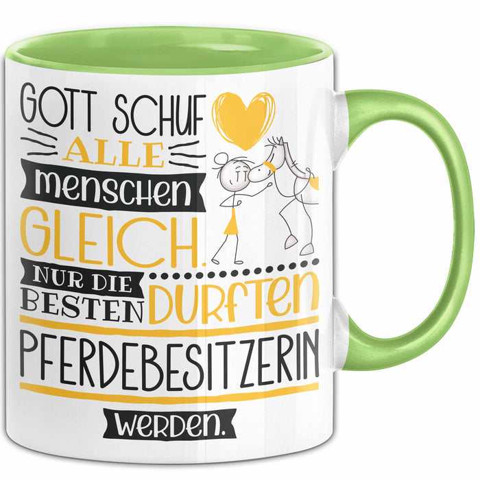 Pferdebesitzerin Geschenk Becher Tasse Gott Schuf Alle Menschen Gleich Nur Die Besten Durfeten Pferdebesitzerin Werden Geschenkidee Lustig Grün Trendation