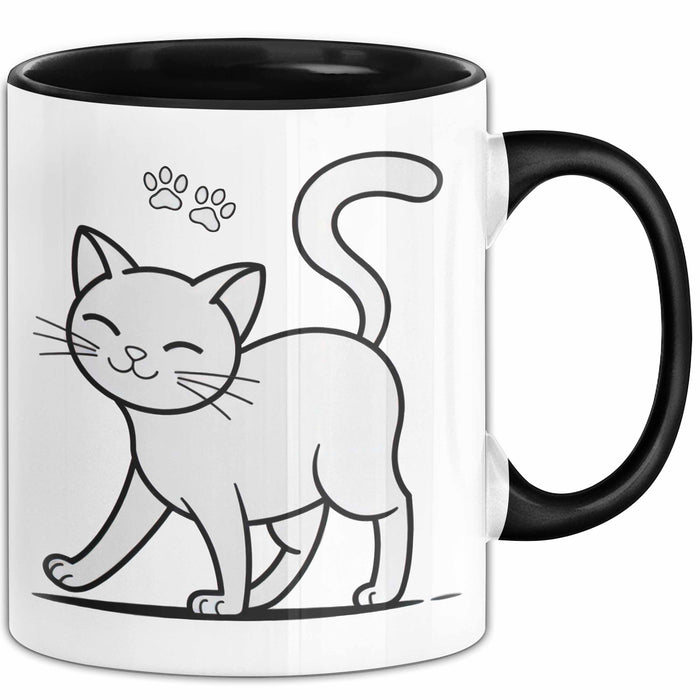 Katzen Tierliebhaber Tasse Geschenk Lustige Geschenkidee Spruch Schwarz Trendation