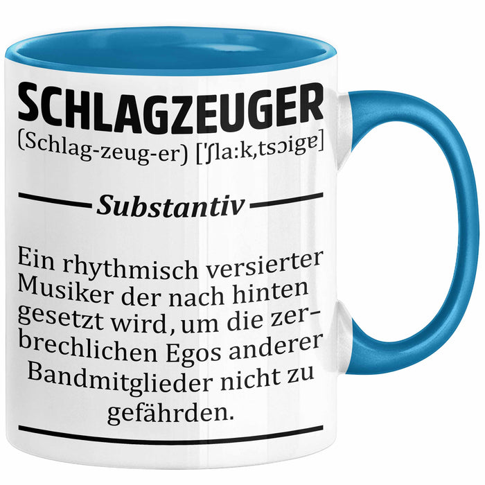 Schlagzeug-Spieler Geschenk Drummer Tasse Geschenkidee Spruch Schlagzeuger Definition Schlagzeuger Blau Trendation