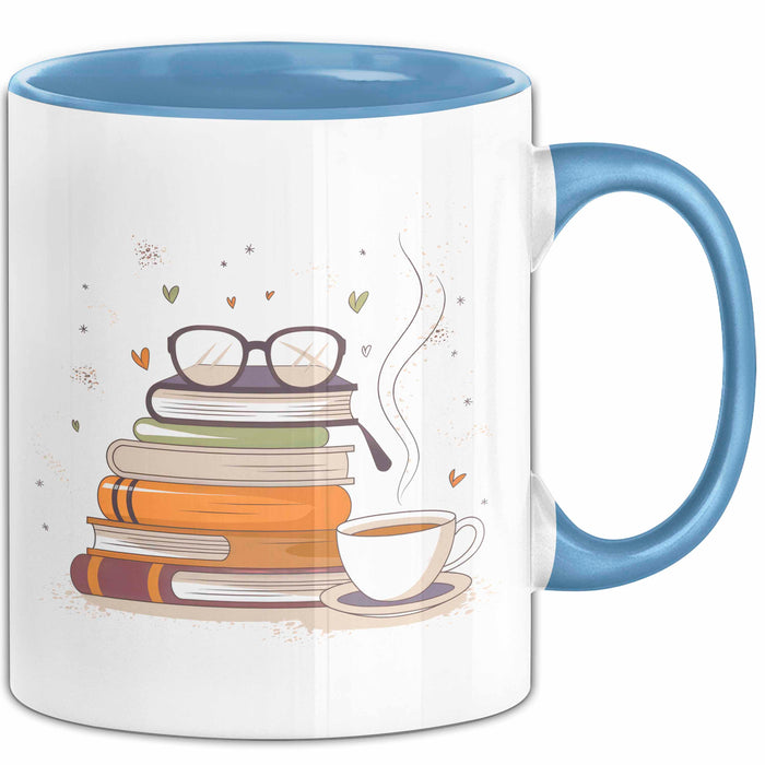 Bücherwurm Tasse Geschenk Lustige Geschenkidee Spruch Für Lese Liebhaber Blau Trendation