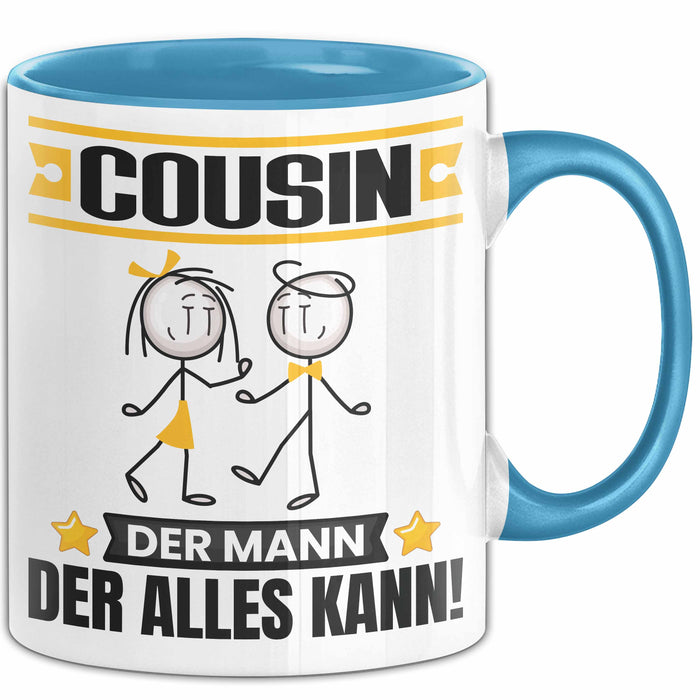 Cousin Tasse Geschenk für Cousin Der Mann Der Alles Kann Geschenkidee zum Geburtstag Blau Trendation