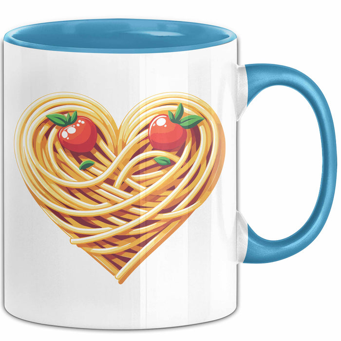 Spaghetti Tasse Für Frauen Und Männer Spaghetti-Liebhaber Herz Blau Trendation