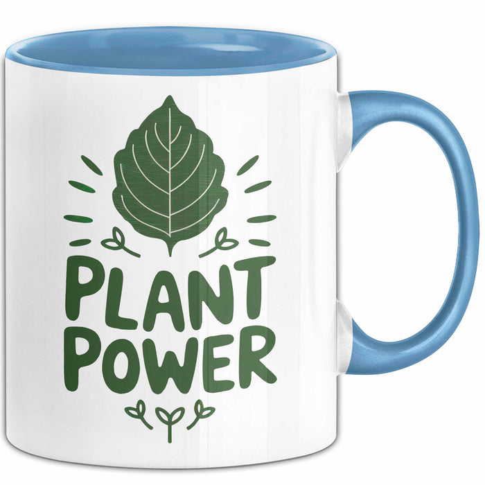 Veganer Tasse Geschenkidee Pflanzenkraft Blau Trendation