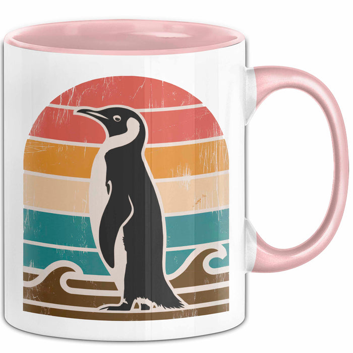 Retro Pinguin Tier Tasse Geschenk Lustige Geschenkidee Spruch Rosa Trendation