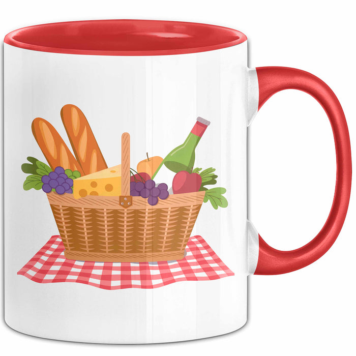 Picknick Fan Tasse Geschenkidee für Draußen Essen Liebhaber Rot Trendation