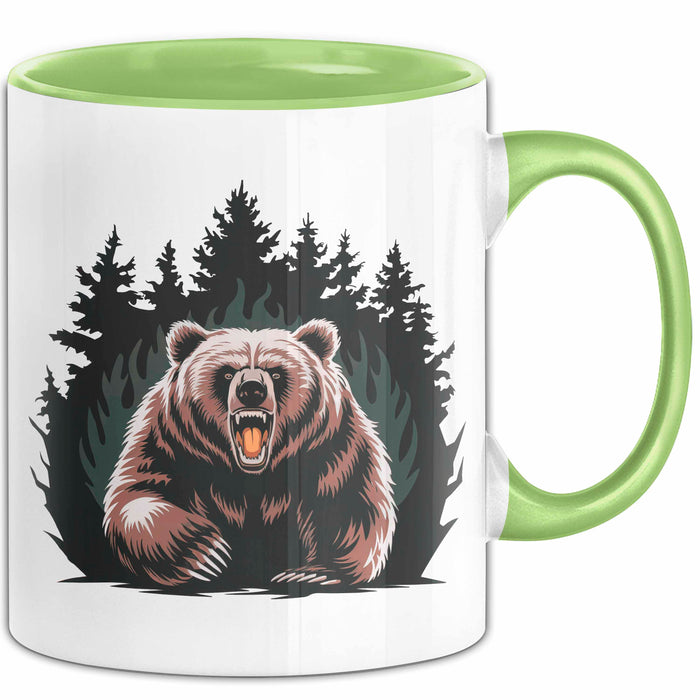 Bärenliebhaber Tasse Geschenkidee für Naturliebhaber Grün Trendation