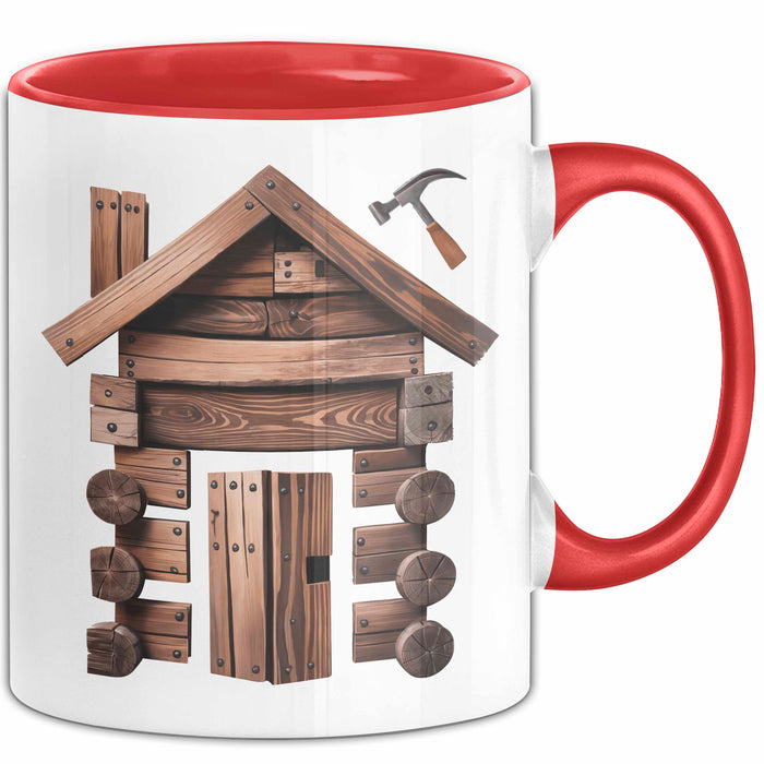 Zimmermann Tasse Geschenkidee für Holzhandwerker Rot Trendation