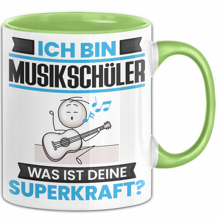 Musikschüler Tasse Geschenk für Musikschüler Geburtstag Lustiger Spruch Kaffee-Becher Was Ist Deine Superkraft Grün Trendation