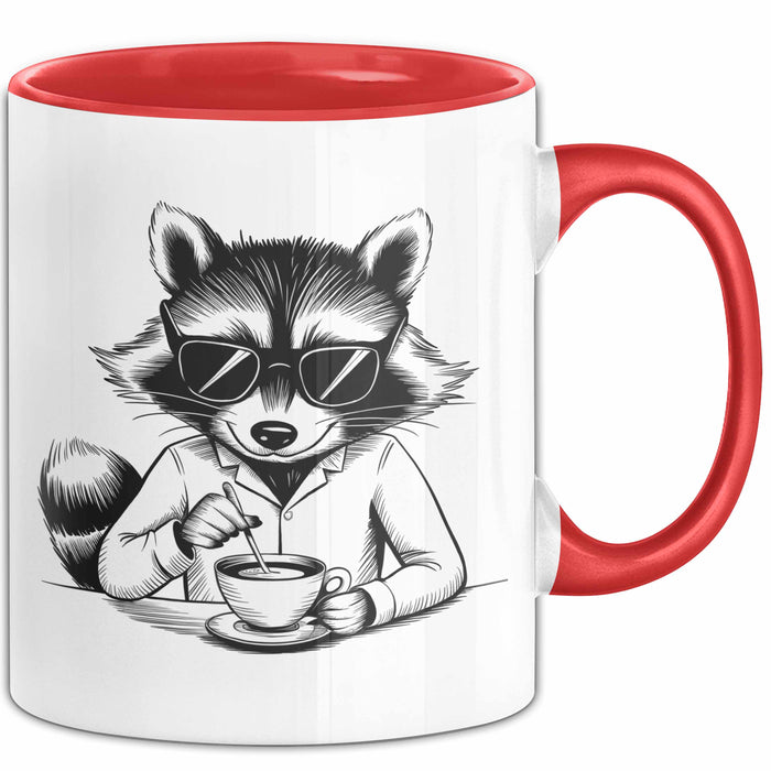 Waschbär Tierliebhaber Kaffee Tasse Geschenk Lustige Geschenkidee Spruch Rot Trendation