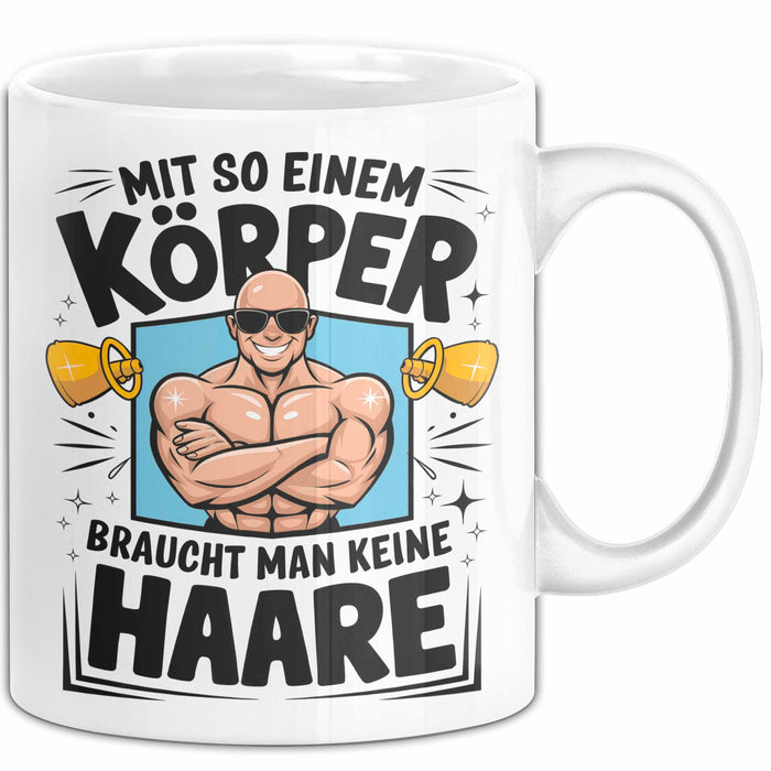 Glatzkopf Männer Tasse Geschenkidee Du Brauchst Keine Haare Weiß Trendation
