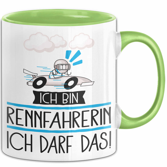 Geschenk für Rennfahrerin Tasse Lustige Geschenkidee Geburtstag Ich Bin Rennfahrerin Ich Darf Das Grün Trendation