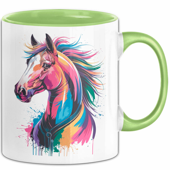 Pferd Tier Liebhaber Tasse Becher Geschenk Lustige Geschenkidee Spruch Grün Trendation