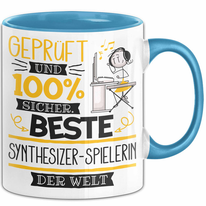 Beste Synthesizer-Spielerin Der Welt Tasse Geschenk für Eine Synthesizer-Spielerin Geprüft Und Sicher Geschenkidee Geburtstag Weihnachten Blau Trendation