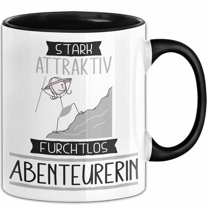 Abenteurerin Tasse Geschenk Becher Stark Attraktiv Furchtlos Abenteurerin Lustige Geschenkidee Trendation