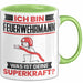 Feuerwehrmann Tasse Geschenk für Feuerwehrmann Geburtstag Lustiger Spruch Kaffee-Becher Was Ist Deine Superkraft Grün Trendation