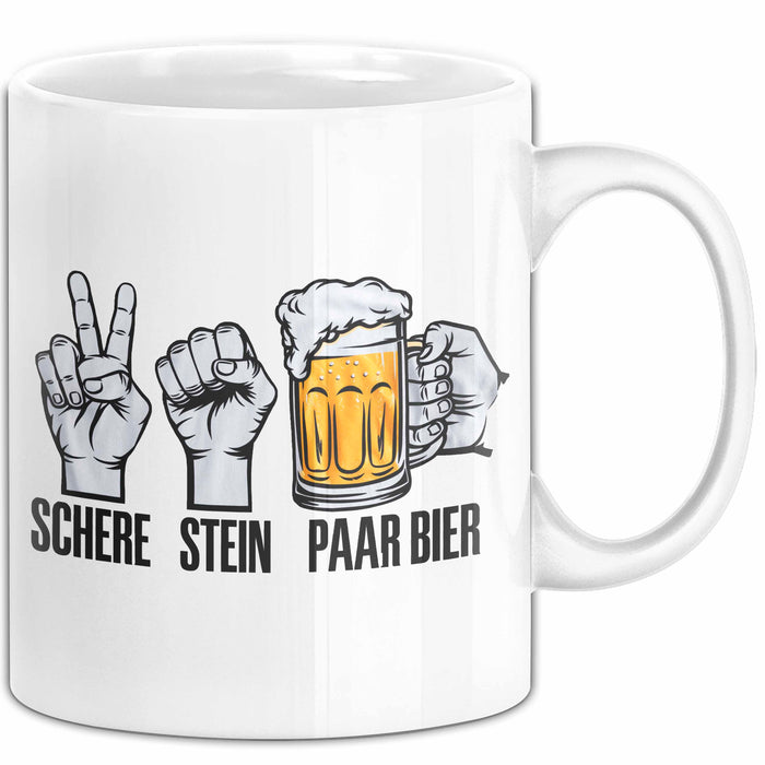 Bier Trinker Trinken Tasse Becher Geschenk Lustige Geschenkidee Spruch Schere Stein Paar Bier Weiß Trendation