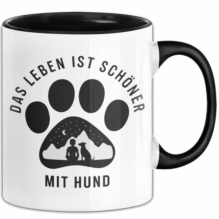 Hund Tierliebhaber Tasse Geschenk Lustige Geschenkidee Spruch Das Leben Ist Schöner Mit Hund Schwarz Trendation