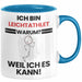 Leichtathlet Geschenk Tasse Lustiger Spruch Ich Bin Leichtathlet Warum Weil Ich Es Kann Geschenkidee Bester Leichtathlet Geburtstag Kaffee-Becher Blau Trendation