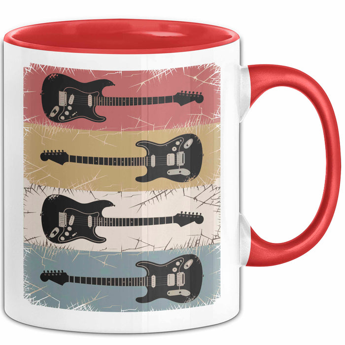Gitarre Musik Retro Musiker Gitarrist Tasse Geschenk Lustige Geschenkidee Spruch Rot Trendation