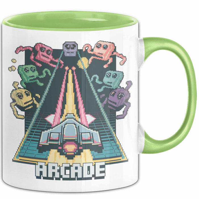Retro Gamer Tasse Geschenkidee für Gaming und Konsolen Fans Grün Trendation
