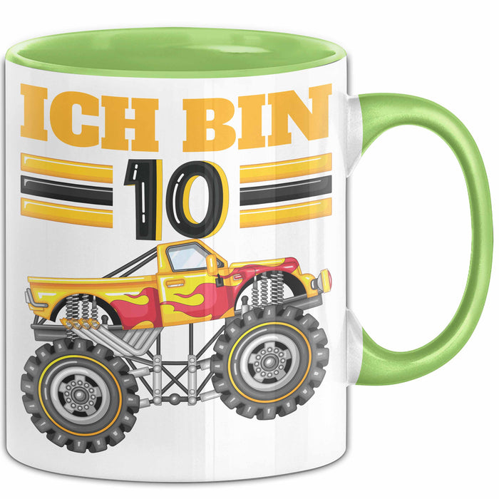 10. Geburtstag Geschenk Tasse Becher Jungs Trucks Geburtstagsgeschenk Ich Bin 10 Grün Trendation