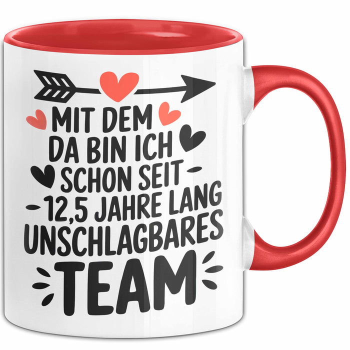 Romantische Pärchen Tasse Geschenk Team seit 12,5 Jahren Geschenkidee Lustig Rot Trendation