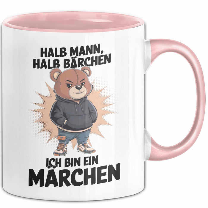 Bärtige Männer Tasse Geschenk Lustige Geschenkidee Spruch Halb Mann Halb Bärchen Rosa Trendation