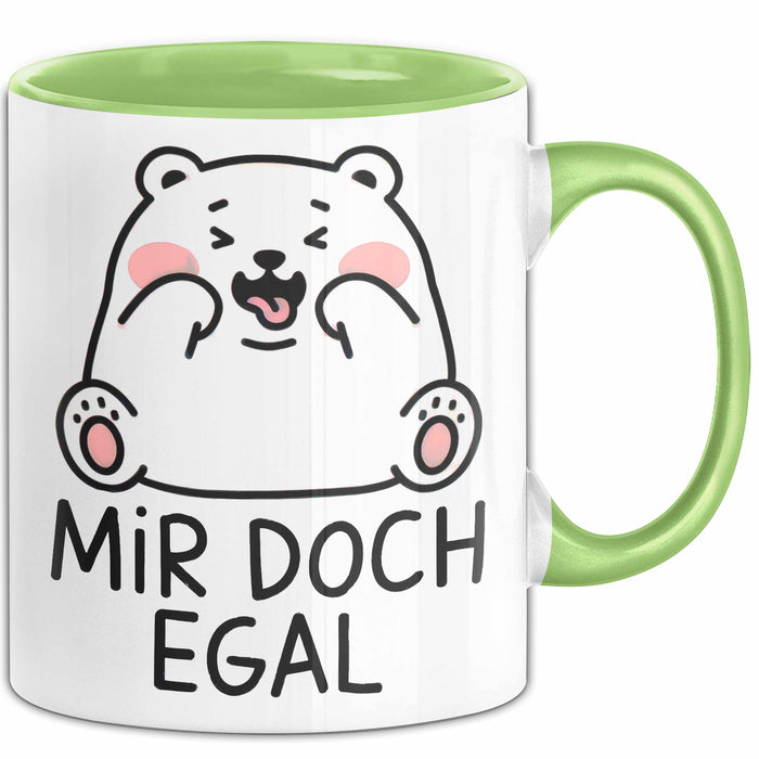 Bär Tierliebhaber Tasse Geschenk Lustige Geschenkidee Spruch Mir Doch Egal Grün Trendation