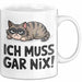 Sarkastische Katze Tier Tasse Geschenk Lustige Geschenkidee Spruch Ich Muss Gar Nix Weiß Trendation