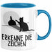 Erkenne Die Zeichen Tasse Geschenk Tasse Mittelfing** Geschenkidee Kaffee-Becher Sarkasmus Spruch Blau Trendation