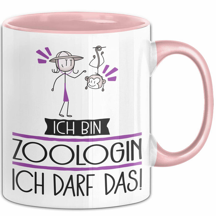 Geschenk für Zoologin Tasse Lustige Geschenkidee Geburtstag Ich Bin Zoologin Ich Darf Das Rosa Trendation