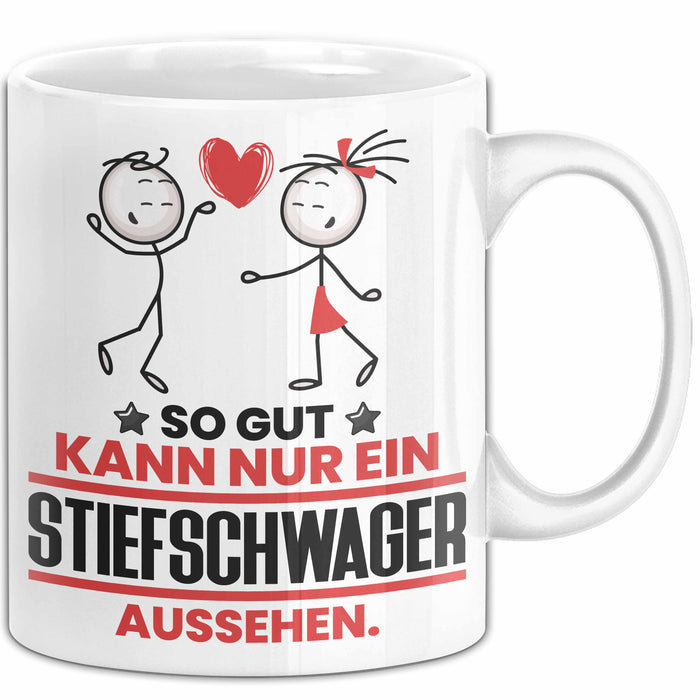 Stiefschwager Geschenk Tasse So Gut Kann Nur Ein Stiefschwager Aussehen Geschenkidee Kaffee-Becher Weiß Trendation