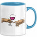 Weinliebhaber Tasse Geschenk Erschaffung Von Adam Kunst Geschenkidee 2 Hände Finger Rotwein Wein Liebhaber Blau Trendation