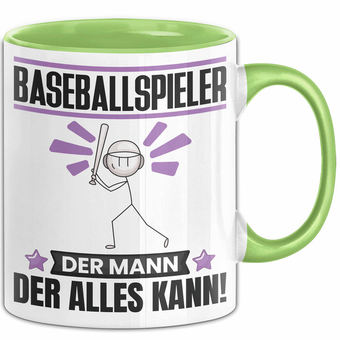 Baseballspieler Tasse Geschenk für Baseballspieler Der Mann Der Alles Kann Geschenkidee zum Geburtstag Grün Trendation