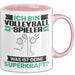 Volleyballspieler Tasse Geschenk für Volleyballspieler Geburtstag Lustiger Spruch Kaffee-Becher Was Ist Deine Superkraft Rosa Trendation