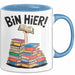 Buchleser Bücher Lesen Tasse Geschenk Lustige Geschenkidee Spruch Bin Hier Blau Trendation